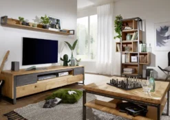 Sideboard 160x90cm 'Taipeh' Wildeiche & Metall gebürstet 4SK