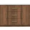 Sideboard 200x80cm "Valencia"' Mango braun lackiert & Marmor weiss 2 Türen