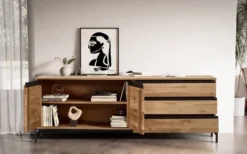 Sideboard 189x67cm 'Veneza' Wildeiche & Metall schwarz