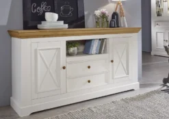 Sideboard 169x88cm "Zürich" Kiefer massiv weiß WZ-0133