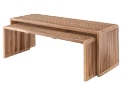 Sitzbank 2er-Set "Woody" recyceltes Teakholz