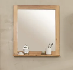 Spiegel mit Ablage 68x75cm 'Albany' Akazie massiv lackiert