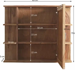 Spiegelschrank 85x73cm 'Oxford' Sheesham massiv