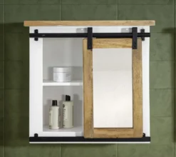 Spiegelschrank 68x64cm 'Slyder' Mango weiß & natur