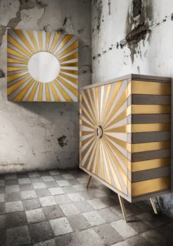 Spiegel 92x92cm 'Sonne' Mango massiv
