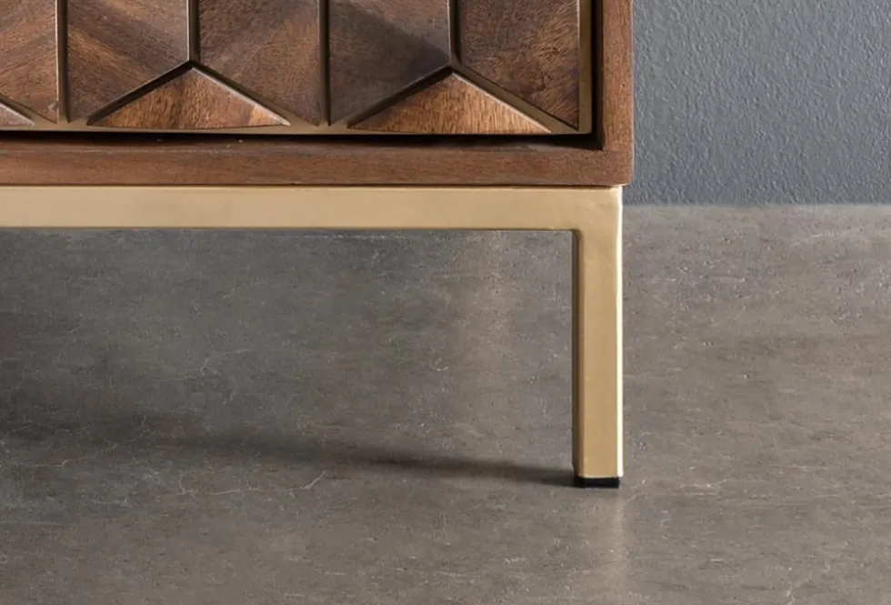 Standregal 130x143cm "Assuan" Mango & Metall goldfarbig WZ-0462