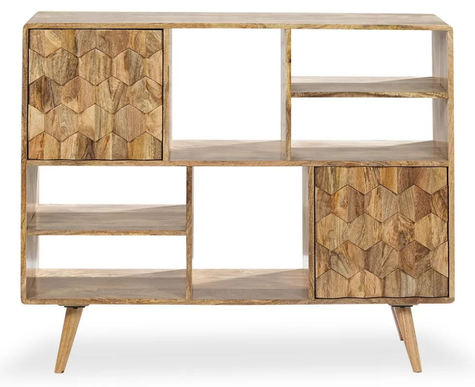 Standregal 120x100cm 'Kalani' Mango massiv natur lackiert