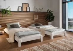 Stapelbett 90x200cm 'Dubi' Buche massiv weiß lackiert