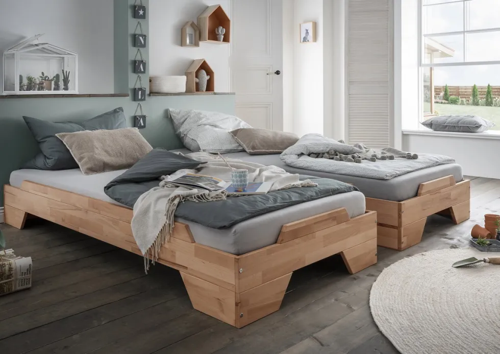 Stapelbett 90x200cm 'Pisa' Buche massiv natur geölt