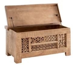 Truhe mit Klappe 90cm 'Shania' Mangoholz massiv