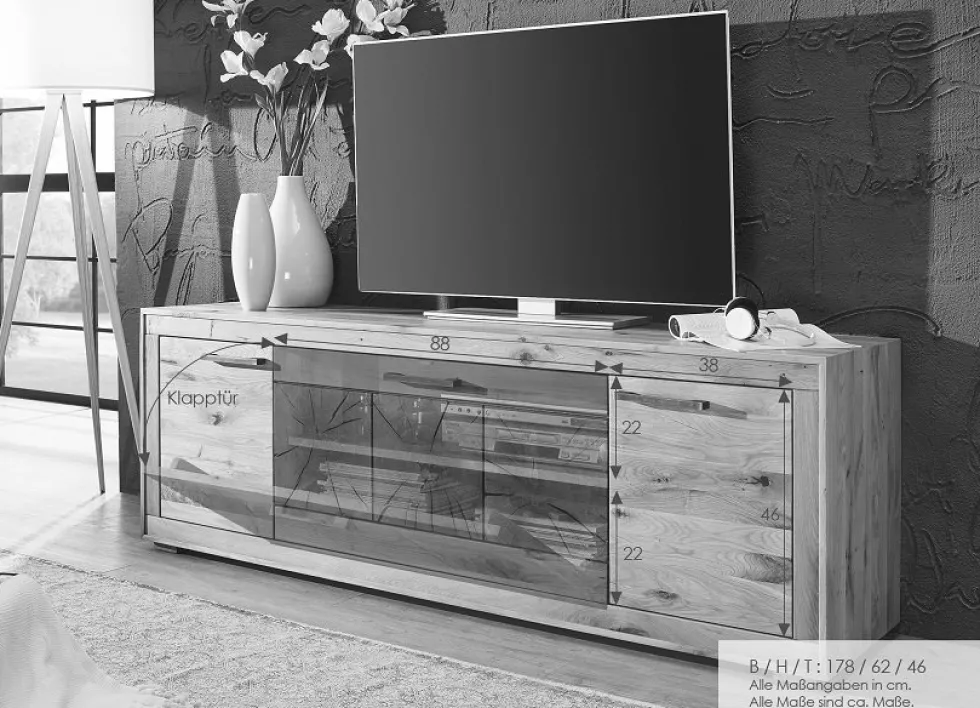 TV Board 178cm 'Danzig' Wildeiche geölt