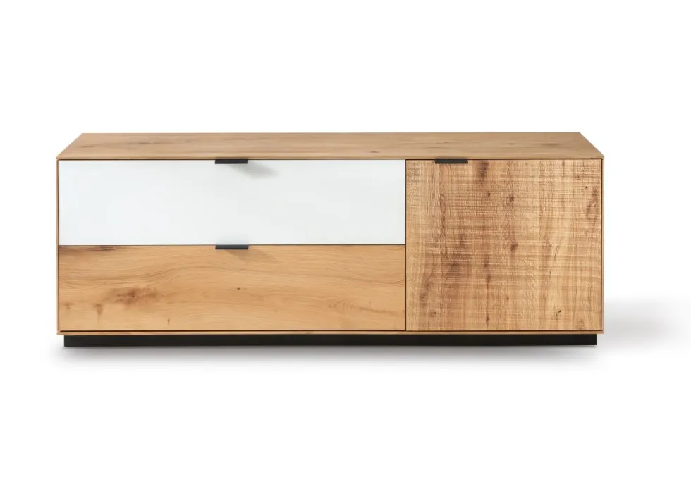 TV Board 150cm 'Malaga ' Wildeiche verschiedene Variationen möglich Glas anthrazit ohne/Wandbefestigung