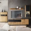 TV Board 200cm 'Malaga ' Wildeiche verschiedene Variationen möglich Holz schwarz Sockel Glas weiß