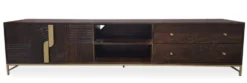TV Board 220cm 'Marvello' Mango mahagoni & Metall goldfarbig hängend oder stehend