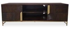 TV Board 150cm 'Marvello' Mango mahagoni & Metall goldfarbig hängend oder stehend