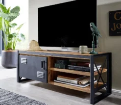 TV Board 127cm 'Montreux' Akazie & Metall schwarz