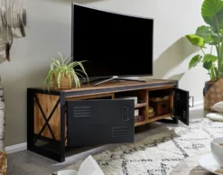 TV Board 162cm 'Montreux' Akazie & Metall schwarz