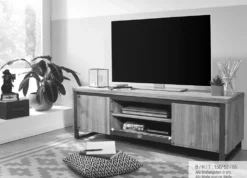 TV Board 150cm 'Taipeh' Wildeiche & Metall gebürstet
