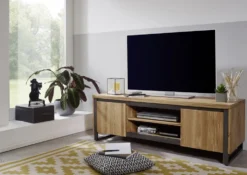 TV Board 150cm 'Taipeh' Wildeiche & Metall gebürstet