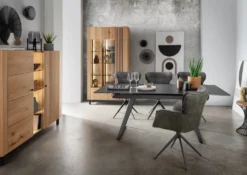TV Board 200cm Wildeiche geölt 'Amalfi' verschiedene Ausführungen mit Glasplatte Metallgestell schwarz