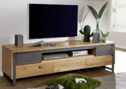 TV Board I 190cm 'Taipeh' Wildeiche & Metall gebürstet