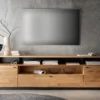 TV Board mit Aufsatz 219x63cm "Savona" Wildeiche geölt