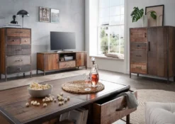 TV Board 150x56cm 'Compton' recyceltes Altholz & Eisen vintage