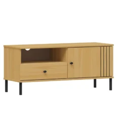 TV Board 105x47cm 'Detroit' Kiefer massiv eichefarbig & schwarz