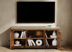 TV Board 152x69cm 'Hawkins' recyceltes Altholz mehrfarbig lackiert