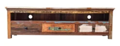TV Board 170x50cm 'Hawkins' recyceltes Altholz mehrfarbig lackiert 3 Schubkästen