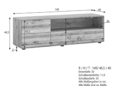 TV Board 149x47cm "Kent" Wildeiche massiv