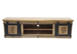 TV Board 180x50cm 'Mark' Mangoholz & Eisen schwarz