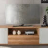 TV Board 158x44cm "Trentino" Wildeiche & Glas weiß