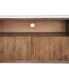 TV Board 220x55cm "Valencia"' Mango braun lackiert & Marmor weiss 2 große 2 kleine Türen