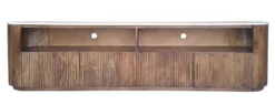 TV Board 220x55cm "Valencia"' Mango braun lackiert & Marmor weiss 4 kleine Türen