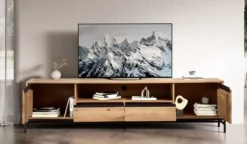 TV Board 204x51cm 'Veneza' Wildeiche & Metall schwarz