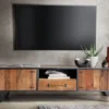 TV Board 180x50cm 'Waco' recyceltes Altholz & Metall