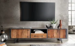 TV Board 180x50cm 'Waco' recyceltes Altholz & Metall