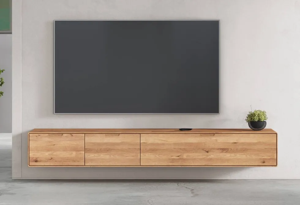 TV Board zum hängen 220cm "Kent" Wildeiche massiv