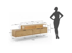 TV Element 200cm 'Triest' Wildeiche massiv Glas