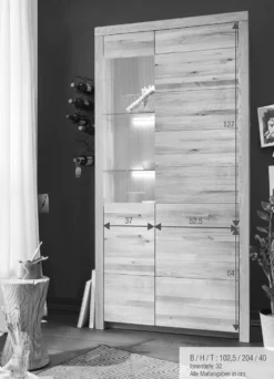 Vitrine Glas rechts 102x204cm "Dover" Wildeiche geölt WZ-0169