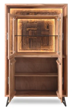 Vitrine inkl.Beleuchtung 115x195cm 'Hunter' Akazie massiv