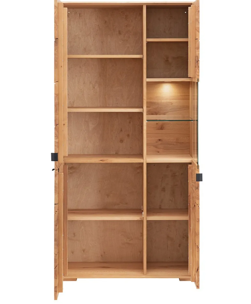 Vitrine mit Beleuchtung 96x195cm 'Montana' Kernbuche geölt
