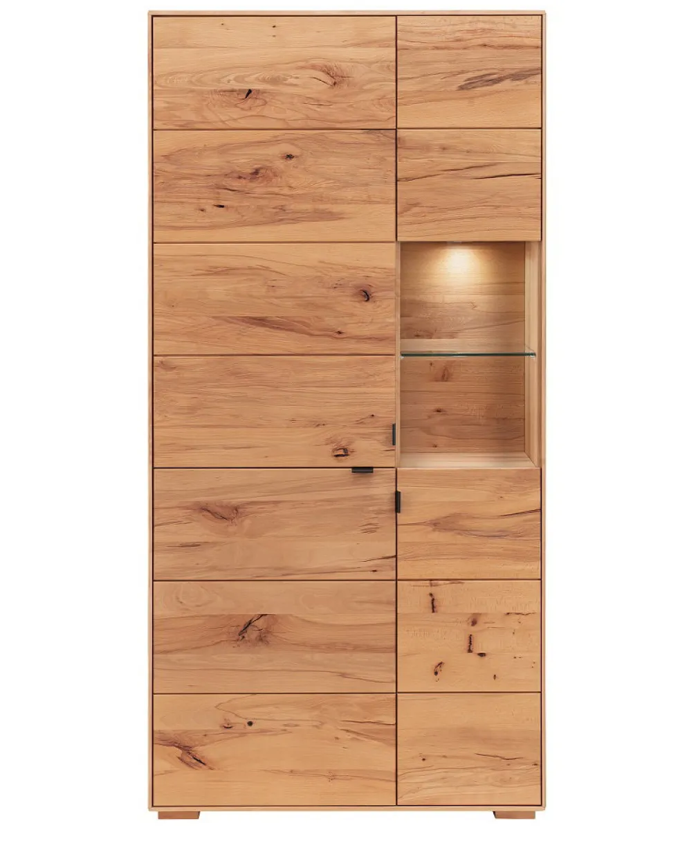 Vitrine mit Beleuchtung 96x195cm 'Montana' Kernbuche geölt