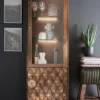 Vitrine 63x198cm 'Assuan' Mango & Metall goldfarbig WZ-0462