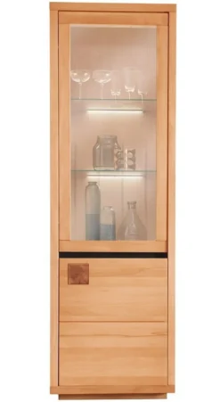 Vitrine 65x205cm "Bergamo" Kernbuche geölt WZ-0159