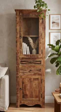 Vitrine 60x190cm "Cordoba"' Akazie massiv lackiert