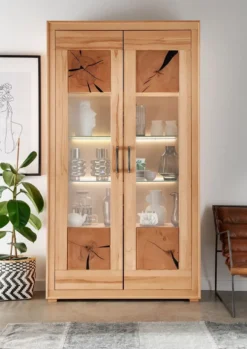 Vitrine 110x201cm 'Danzig' Kernbuche geölt