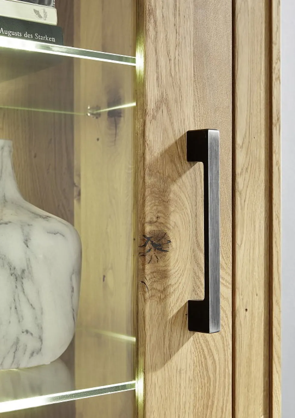 Vitrine 66x201cm 'Danzig' Wildeiche geölt