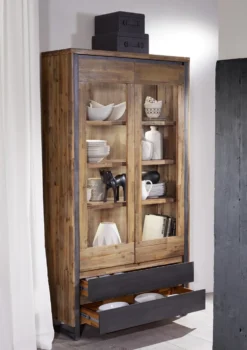 Vitrine 110x204cm 'Genua' Akazie gebürstet